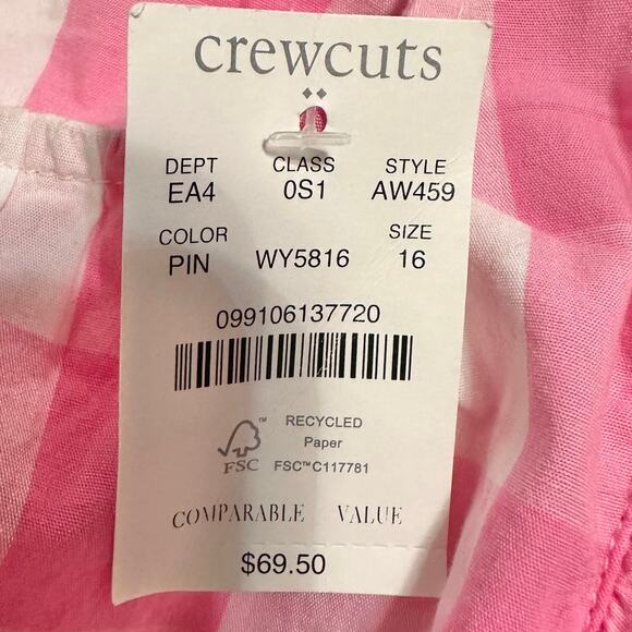 CREWCUTS Ruffle Trim Pink Gingham Party Dress NWT 16 Girls - Picture 9 of 12